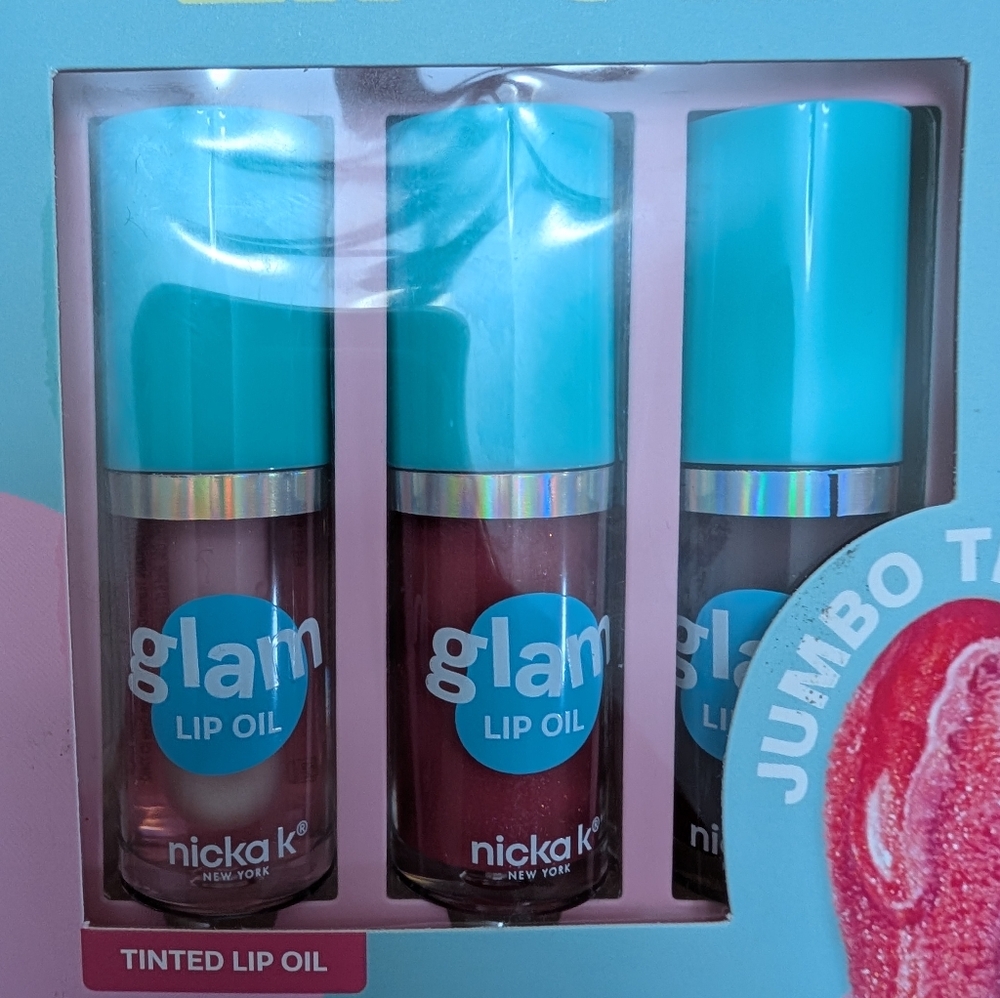 NWT Nicka K New York Full Glam Tinted Lip Oil 3 Pack - Picture 2 of 6